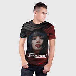 Футболка спортивная мужская Blackpink red and black, цвет: 3D-принт — фото 2