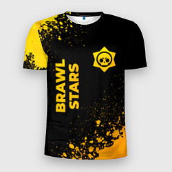Мужская спорт-футболка Brawl Stars - gold gradient: надпись, символ