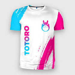 Мужская спорт-футболка Totoro neon gradient style: надпись, символ