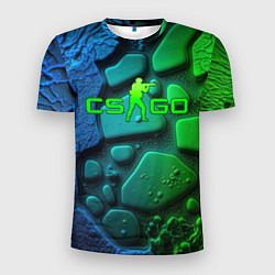 Мужская спорт-футболка CS GO green black abstract