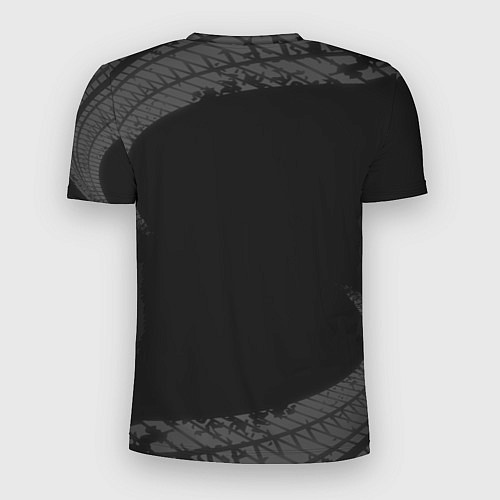 Мужская спорт-футболка Peugeot speed на темном фоне со следами шин / 3D-принт – фото 2