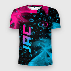 Мужская спорт-футболка JAC - neon gradient: надпись, символ