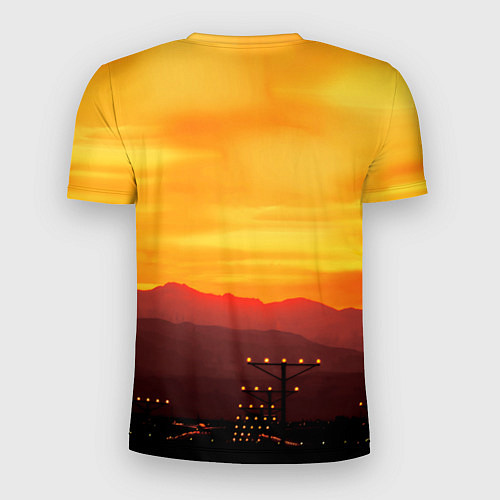 Мужская спорт-футболка S7 Боинг 737 Оранжевый закат / 3D-принт – фото 2