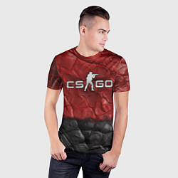 Футболка спортивная мужская CS GO red black texture, цвет: 3D-принт — фото 2