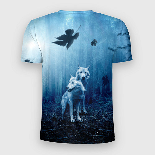 Мужская спорт-футболка Волки в ночном лесу / 3D-принт – фото 2