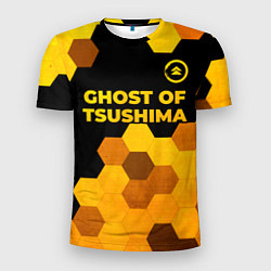 Футболка спортивная мужская Ghost of Tsushima - gold gradient: символ сверху, цвет: 3D-принт