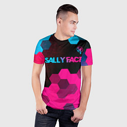 Футболка спортивная мужская Sally Face - neon gradient: символ сверху, цвет: 3D-принт — фото 2