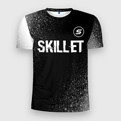 Мужская спорт-футболка Skillet glitch на темном фоне: символ сверху