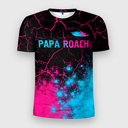 Мужская спорт-футболка Papa Roach - neon gradient: символ сверху