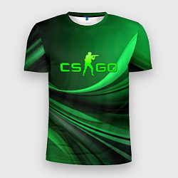 Мужская спорт-футболка CS GO green abstract