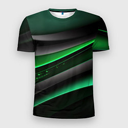 Футболка спортивная мужская Black green line, цвет: 3D-принт
