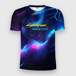 Мужская спорт-футболка Cyberpunk phantom logo neon