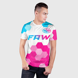 Футболка спортивная мужская FAW neon gradient style: символ сверху, цвет: 3D-принт — фото 2