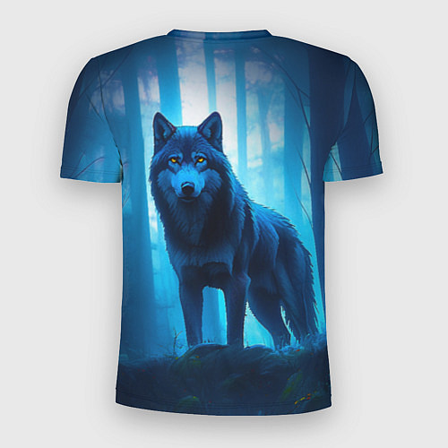Мужская спорт-футболка Волк в ночном лесу / 3D-принт – фото 2