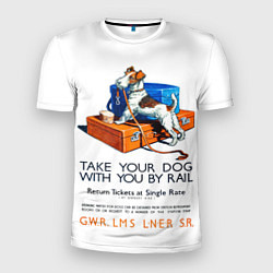 Мужская спорт-футболка Возьми собаку в поезд