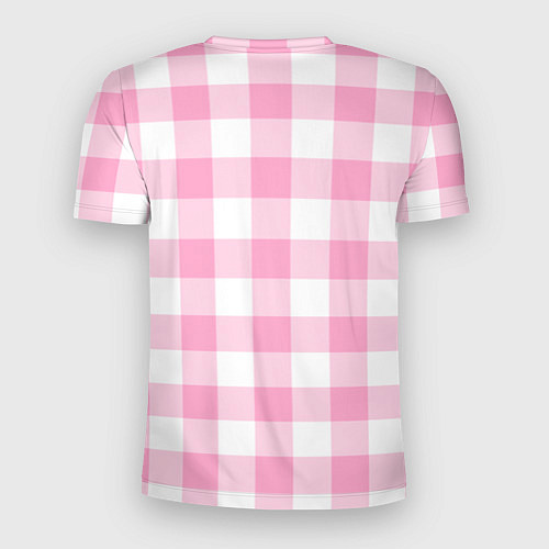 Мужская спорт-футболка Барби лого розовая клетка / 3D-принт – фото 2