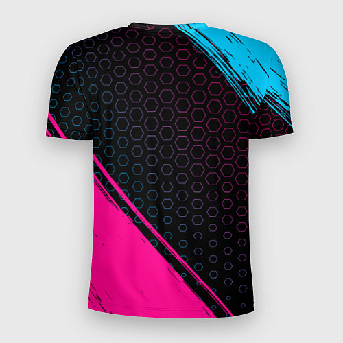 Мужская спорт-футболка Destiny - neon gradient: надпись, символ / 3D-принт – фото 2