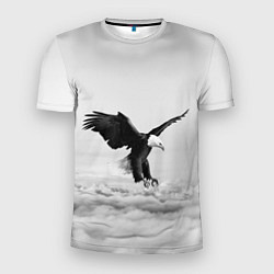 Мужская спорт-футболка Орёл в облаках черно-белый