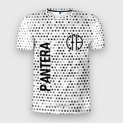 Мужская спорт-футболка Pantera glitch на светлом фоне: надпись, символ