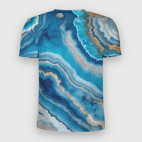Мужская спорт-футболка Текстура голубого океанического агата / 3D-принт – фото 2