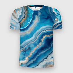 Мужская спорт-футболка Текстура голубого океанического агата