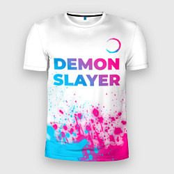 Футболка спортивная мужская Demon Slayer neon gradient style: символ сверху, цвет: 3D-принт