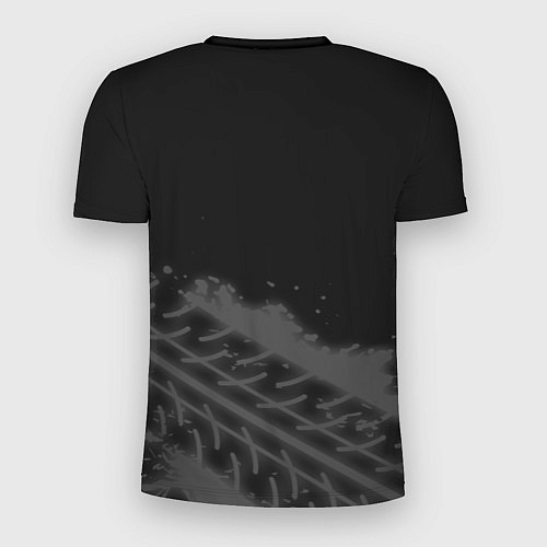 Мужская спорт-футболка SsangYong speed на темном фоне со следами шин: сим / 3D-принт – фото 2