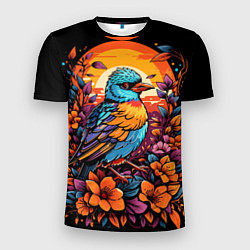 Мужская спорт-футболка Тропическая птица и листья