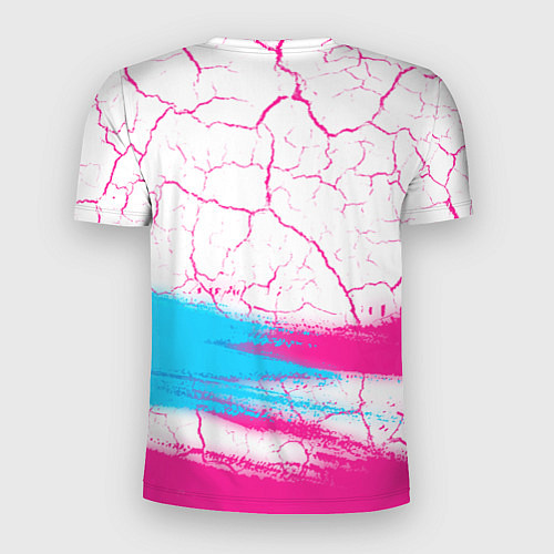 Мужская спорт-футболка Papa Roach neon gradient style: символ сверху / 3D-принт – фото 2