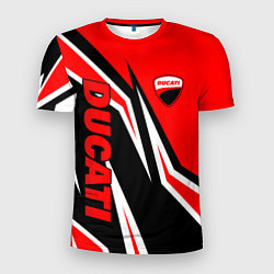 Мужская спорт-футболка Ducati- red stripes