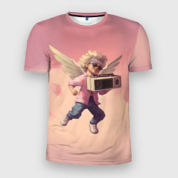 Мужская спорт-футболка Ангел с бумбоксом