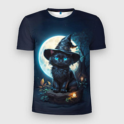 Мужская спорт-футболка Кот ведьмы - Хэллоуин