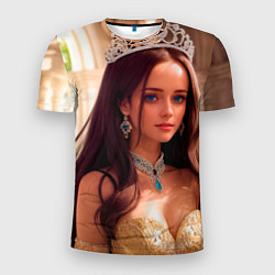 Мужская спорт-футболка Девушка принцесса в алмазных украшениях