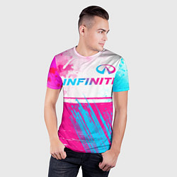 Футболка спортивная мужская Infiniti neon gradient style: символ сверху, цвет: 3D-принт — фото 2