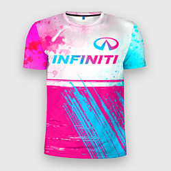 Футболка спортивная мужская Infiniti neon gradient style: символ сверху, цвет: 3D-принт