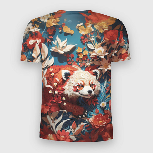 Мужская спорт-футболка Красная панда в цветах / 3D-принт – фото 2