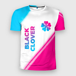 Мужская спорт-футболка Black Clover neon gradient style: надпись, символ