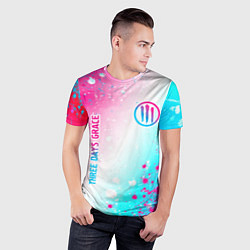 Футболка спортивная мужская Three Days Grace neon gradient style: надпись, сим, цвет: 3D-принт — фото 2