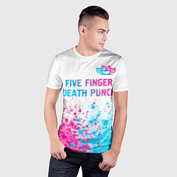 Футболка спортивная мужская Five Finger Death Punch neon gradient style: симво, цвет: 3D-принт — фото 2