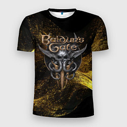 Мужская спорт-футболка Baldurs Gate 3 logo gold black