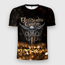 Мужская спорт-футболка Baldurs Gate 3 logo dark gold logo