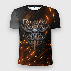 Мужская спорт-футболка Baldurs Gate 3 logo fire