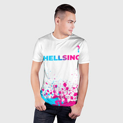 Футболка спортивная мужская Hellsing neon gradient style: символ сверху, цвет: 3D-принт — фото 2
