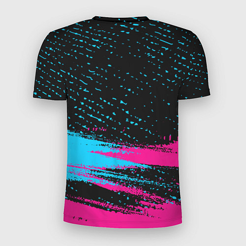 Мужская спорт-футболка AC DC - neon gradient: символ сверху / 3D-принт – фото 2