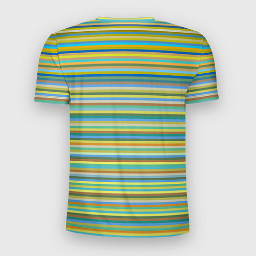 Мужская спорт-футболка Горизонтальные разноцветные полосы / 3D-принт – фото 2