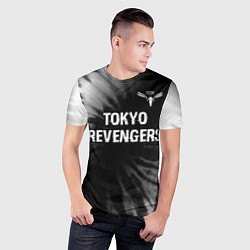 Футболка спортивная мужская Tokyo Revengers glitch на темном фоне: символ свер, цвет: 3D-принт — фото 2