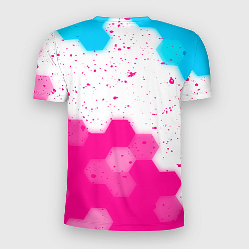 Мужская спорт-футболка Poppy Playtime neon gradient style: символ сверху / 3D-принт – фото 2