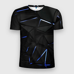 Футболка спортивная мужская Black texture neon line, цвет: 3D-принт