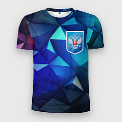 Футболка спортивная мужская Russia blue abstract, цвет: 3D-принт