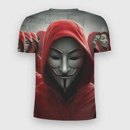 Мужская спорт-футболка Анонимусы в красных капюшонах / 3D-принт – фото 2